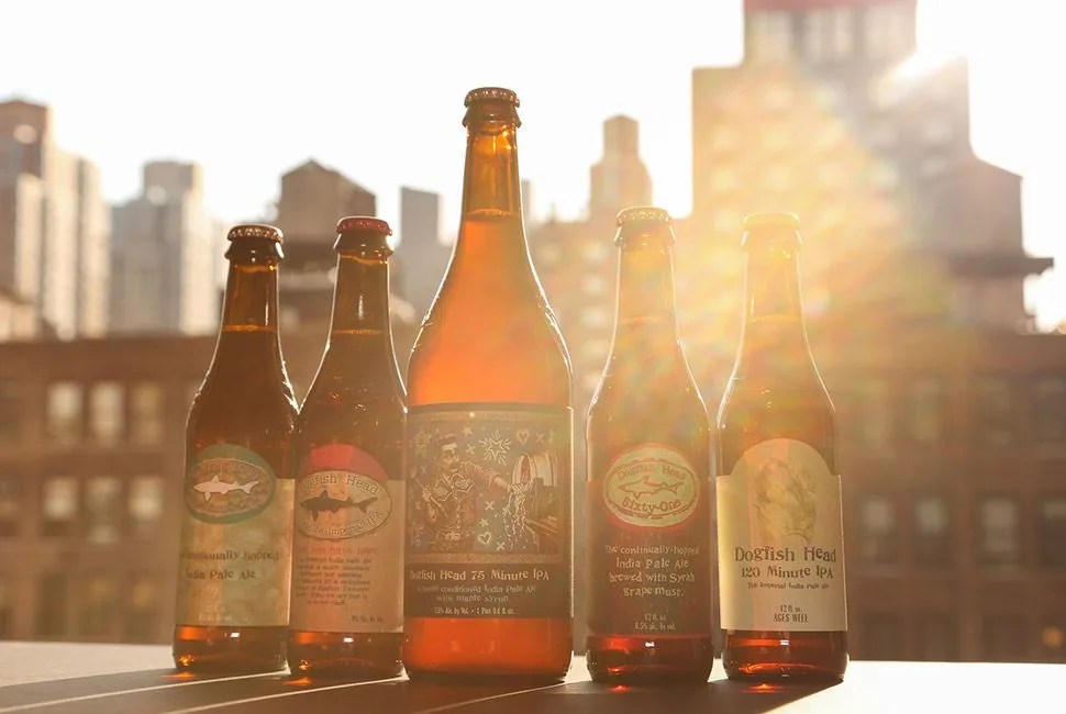 Dogfish head beers on a city rooftop