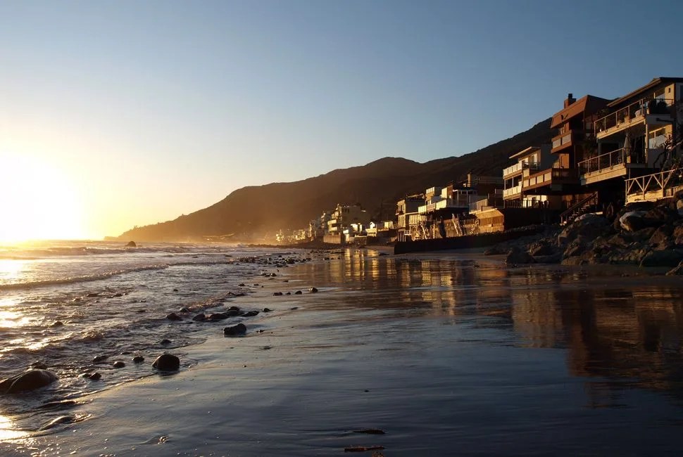 Perfect Malibu sunset along scenic Topanga Beach.