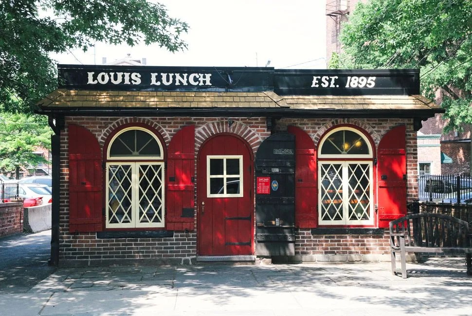 The front of Louis Lunch in New Haven, CT.