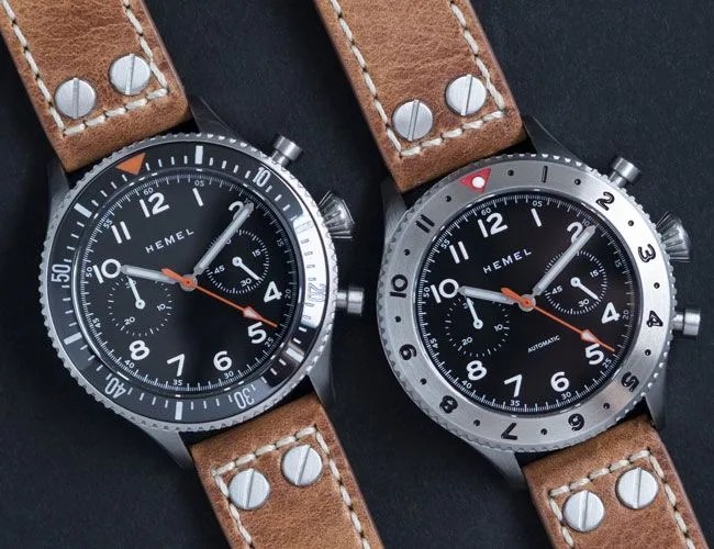 H079&H192_A1フレームなし HEMEL Panda Date Quartz Chronograph with GMT Bezel Watch #HF13