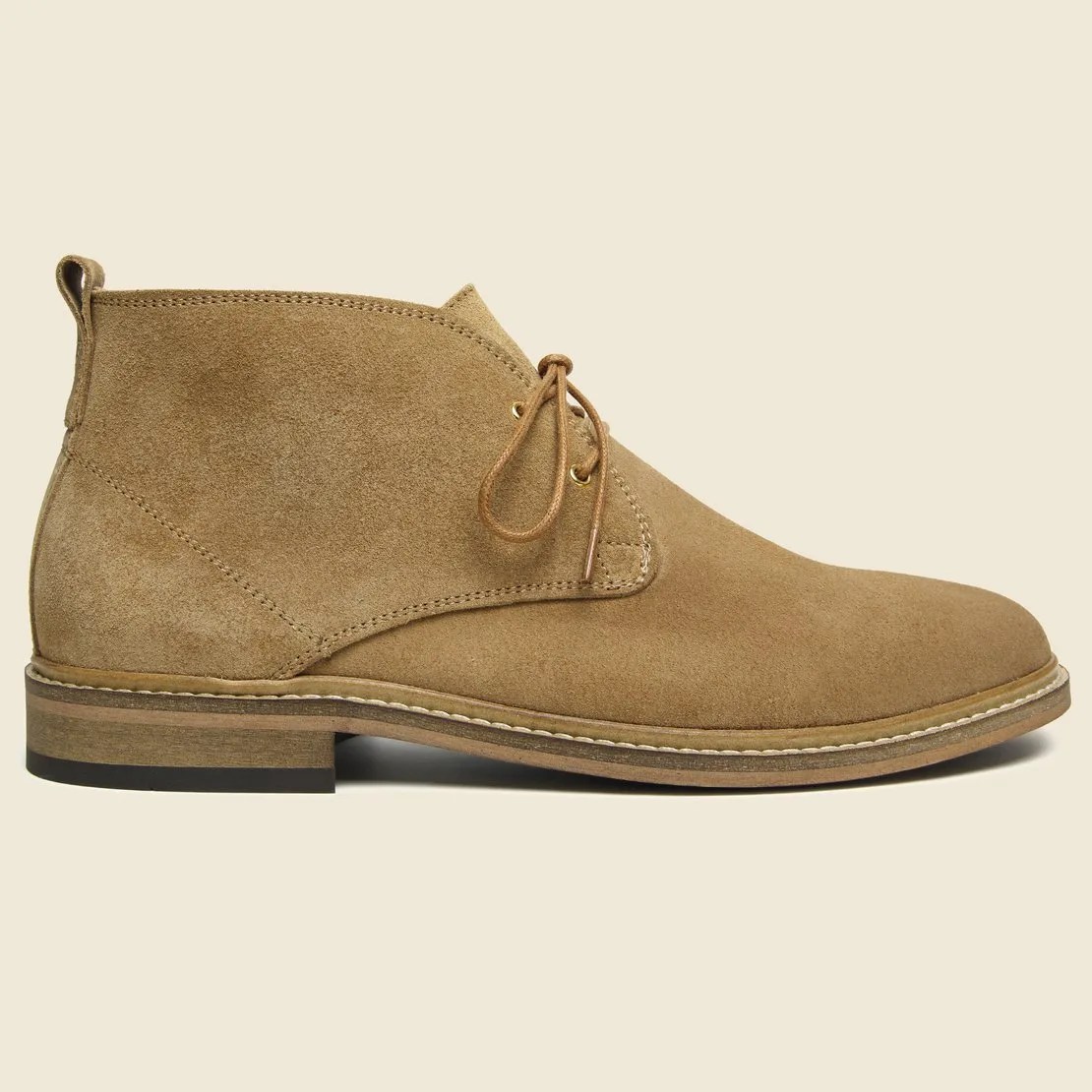 Camel colored suede chukka boot.