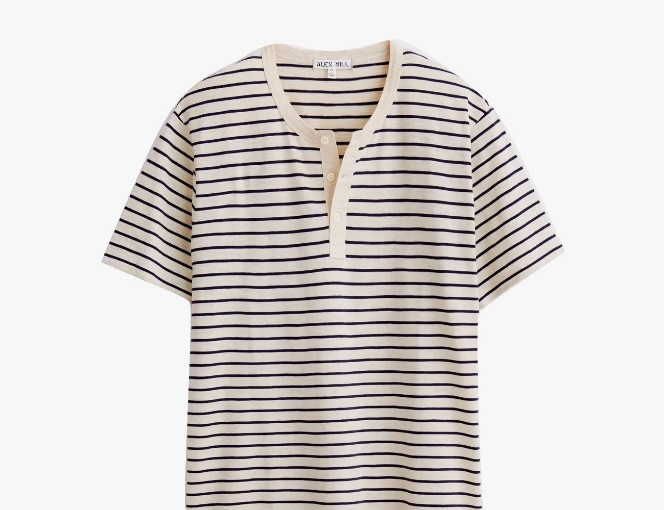 striped short sleeve henley shirt