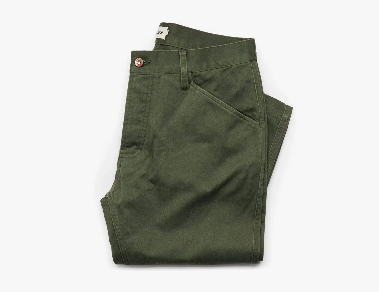 olive green pants on white background