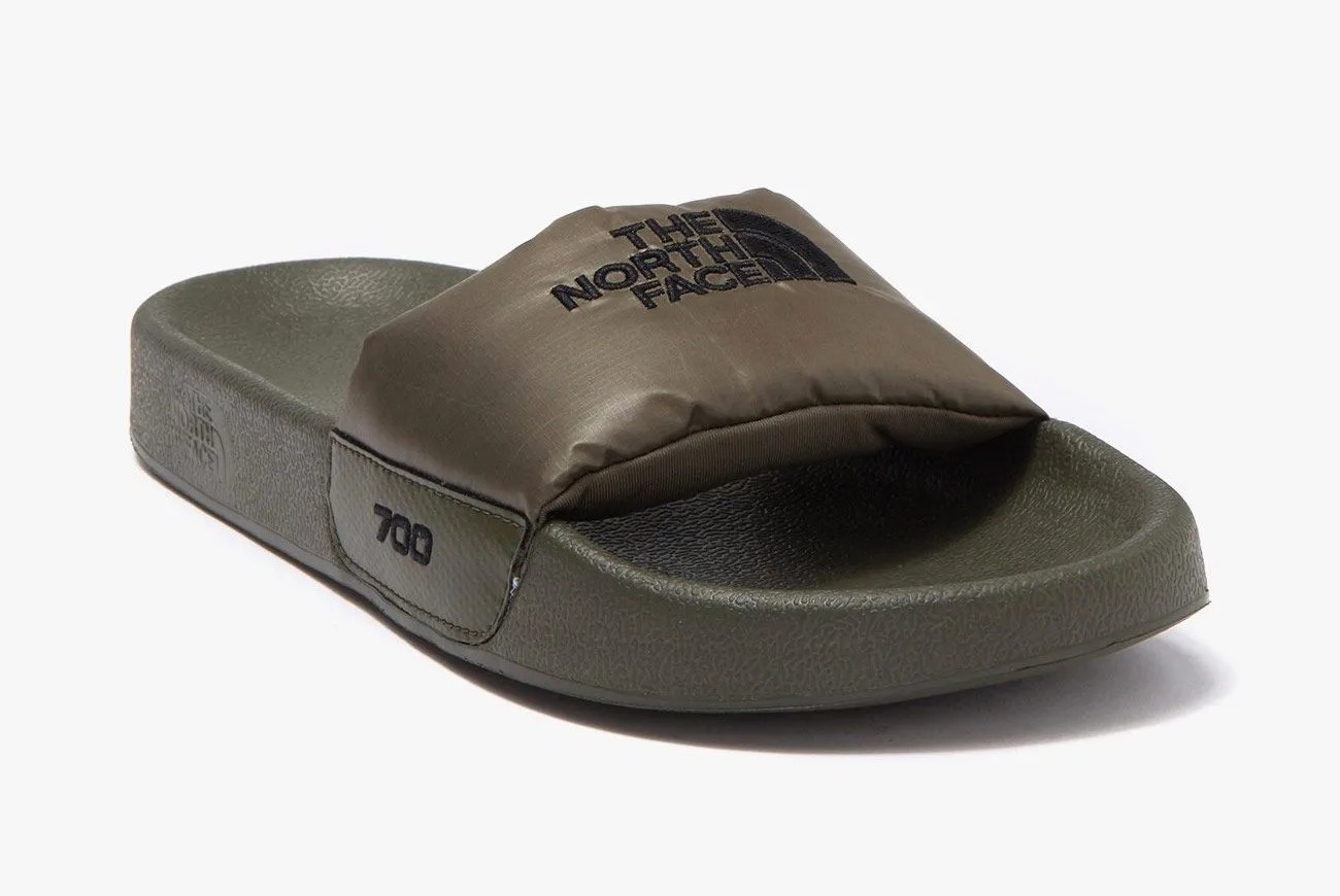 olive green sandals on white background