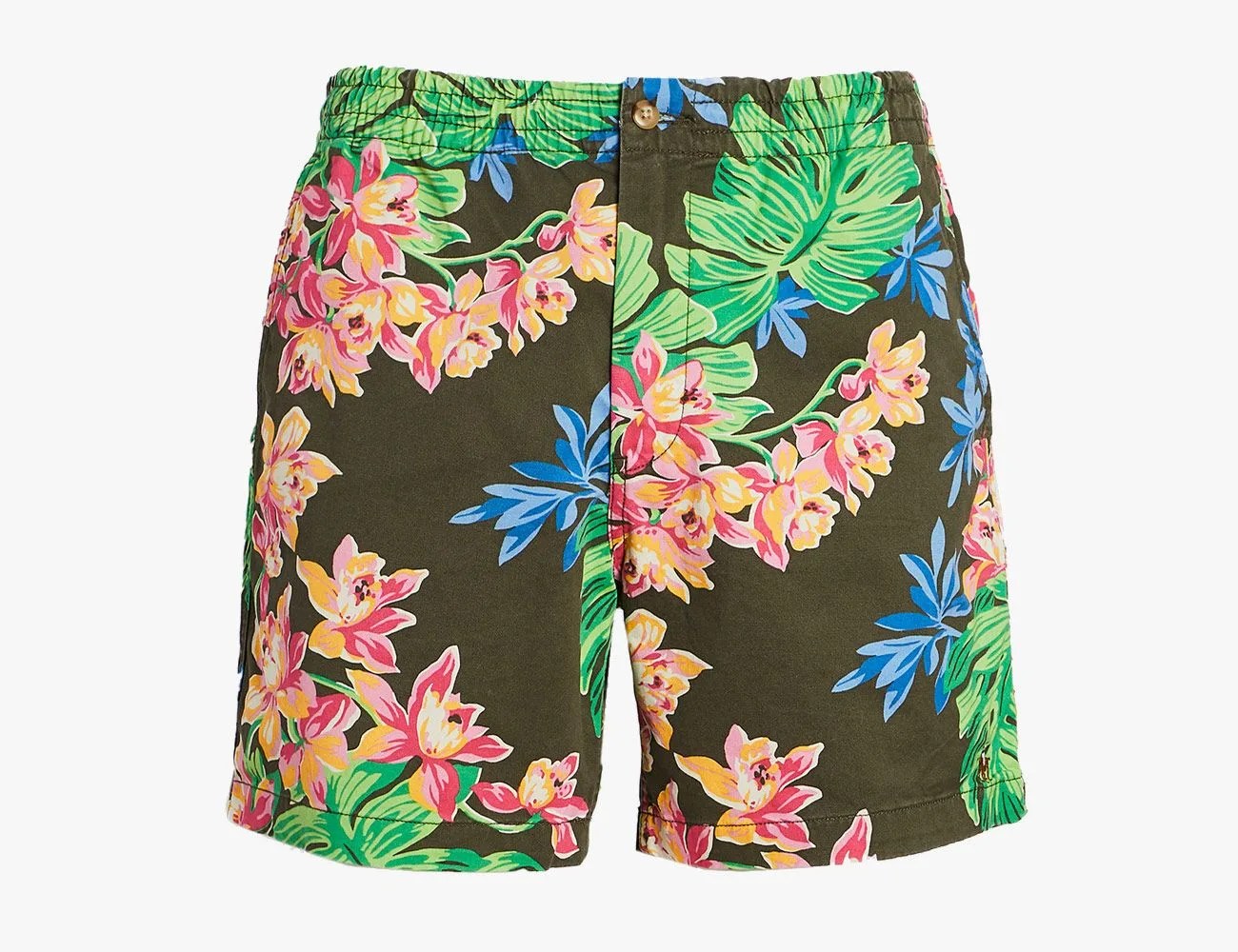 floral print shorts on blank background