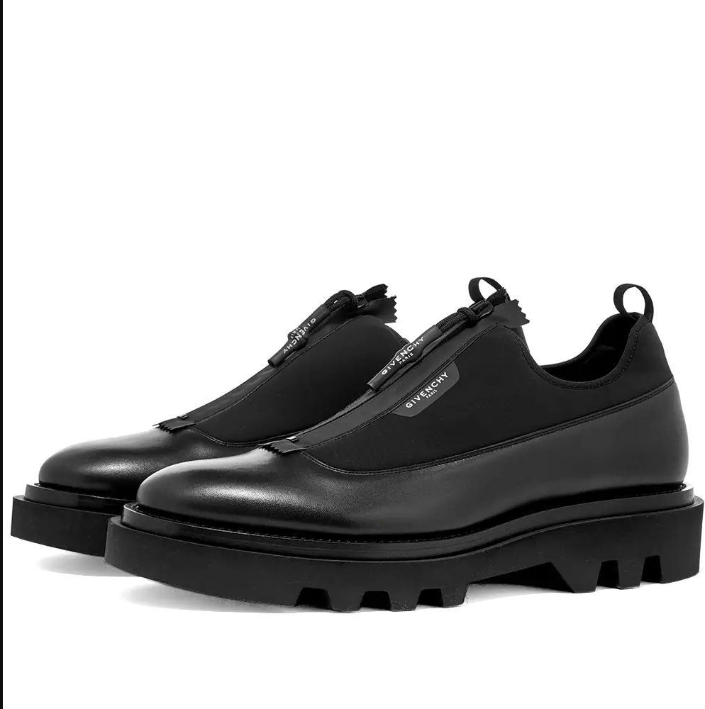 black oxford shoe with zipper