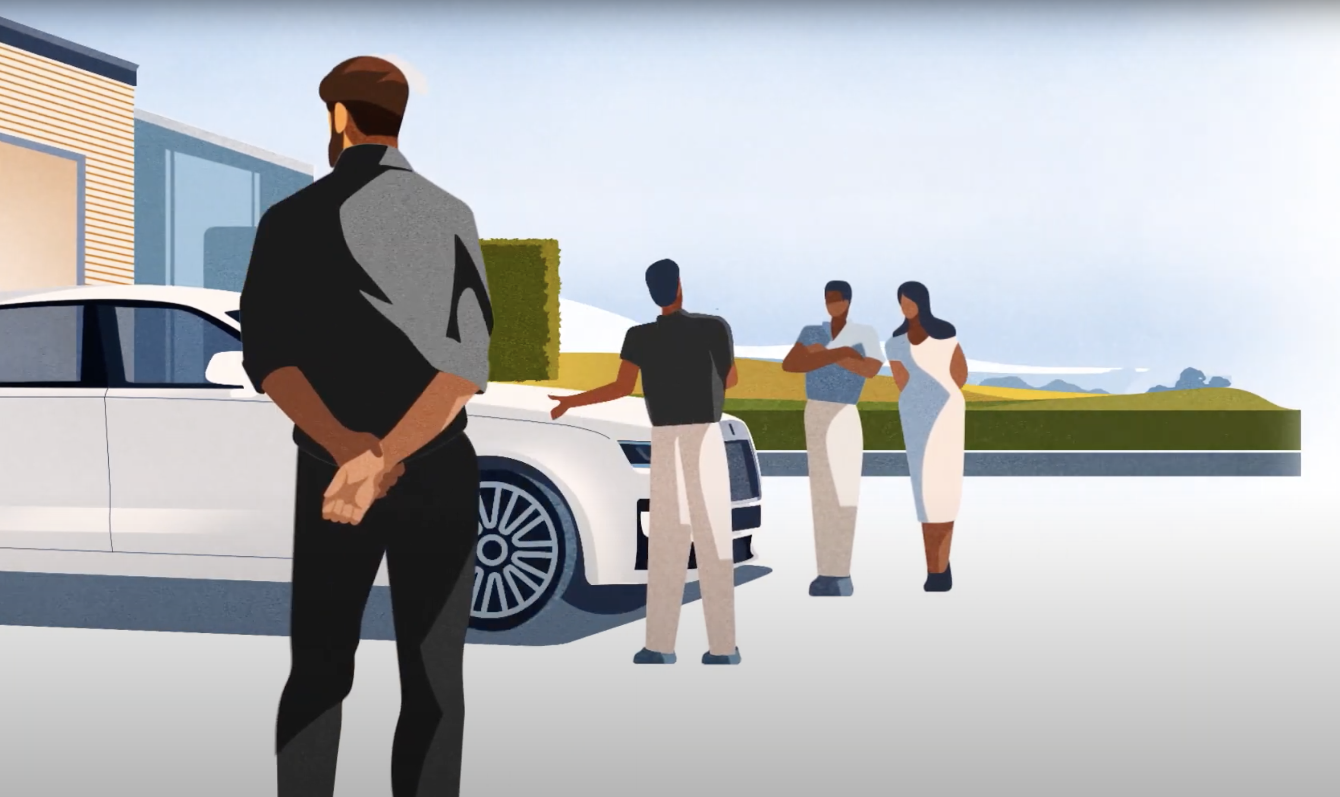 a cartoon version of the new rolls royce ghost luxury sedan