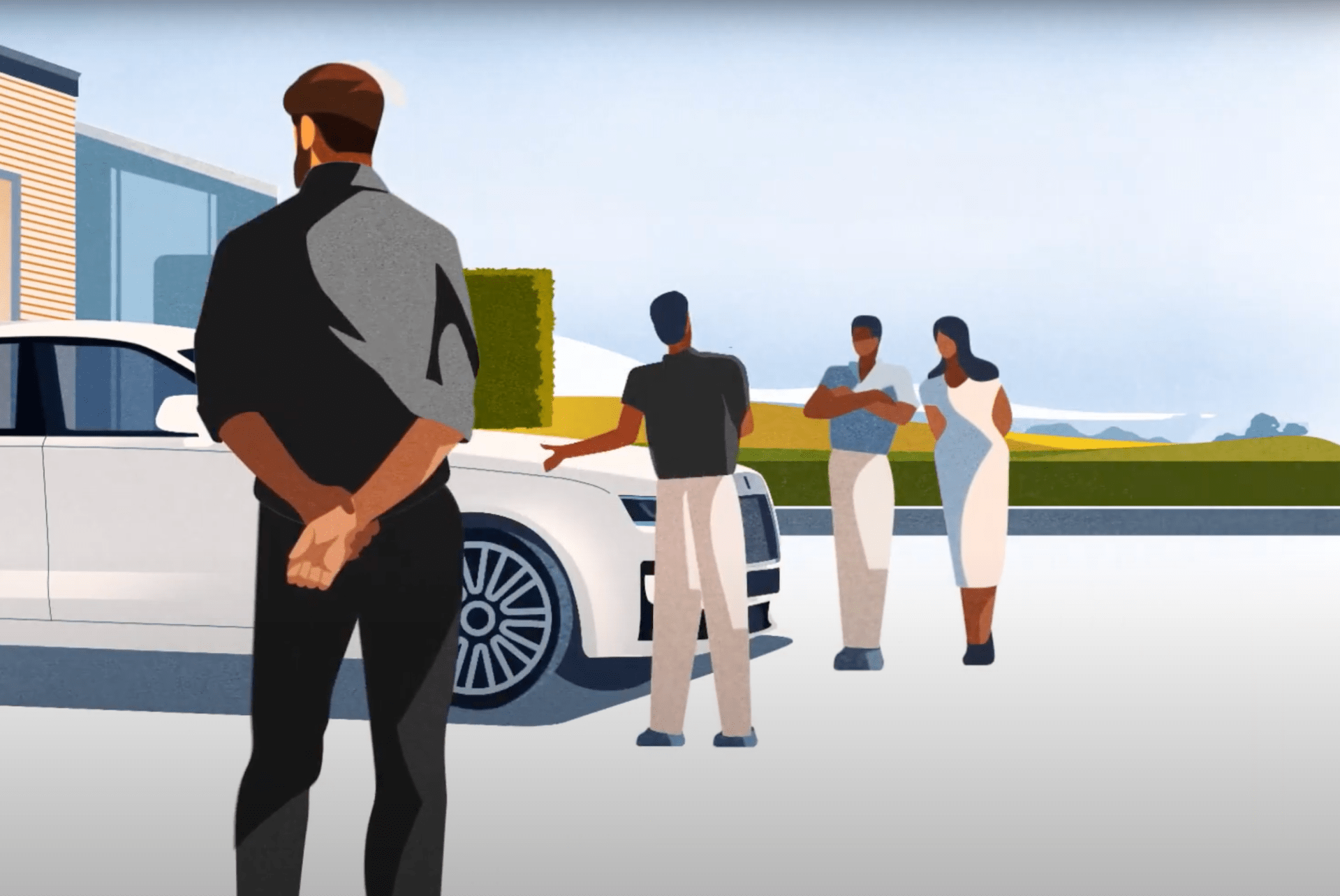 a cartoon version of the new rolls royce ghost luxury sedan