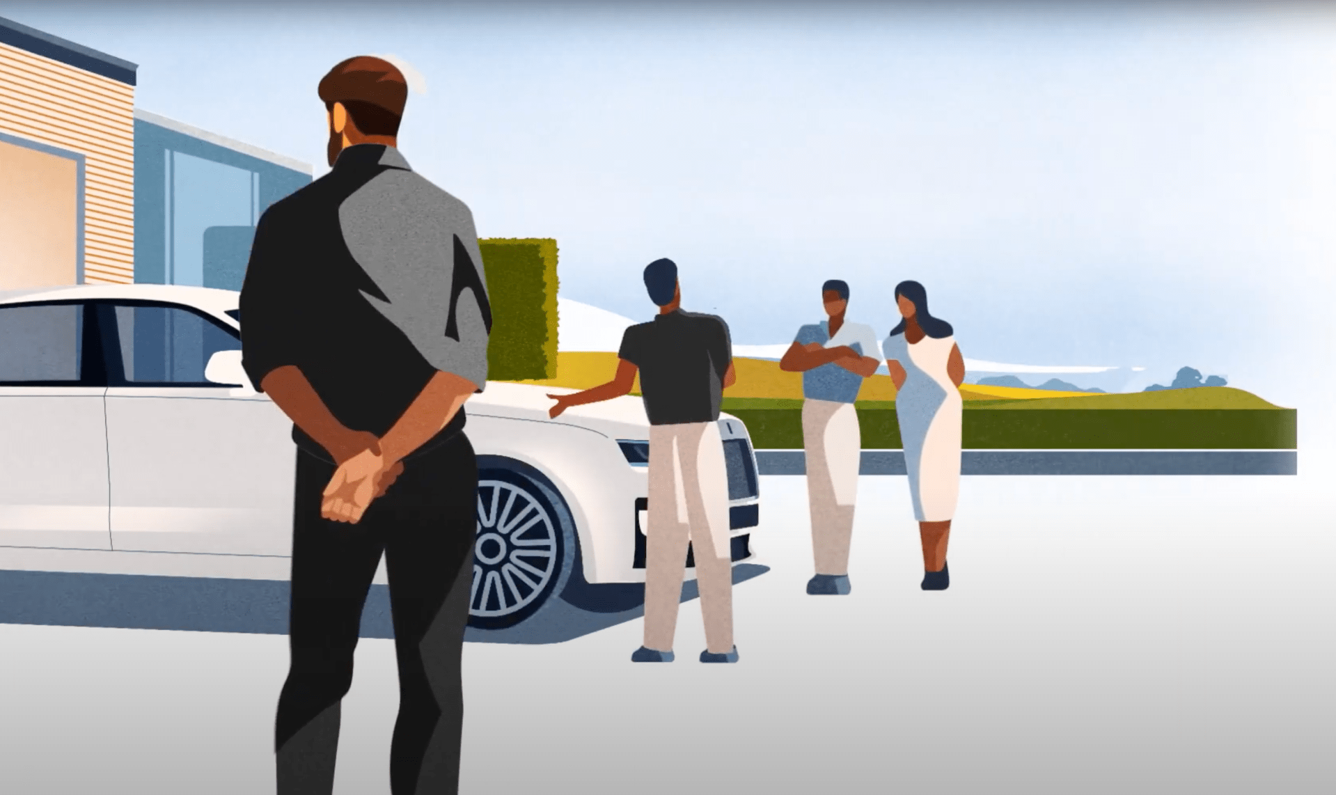 a cartoon version of the new rolls royce ghost luxury sedan