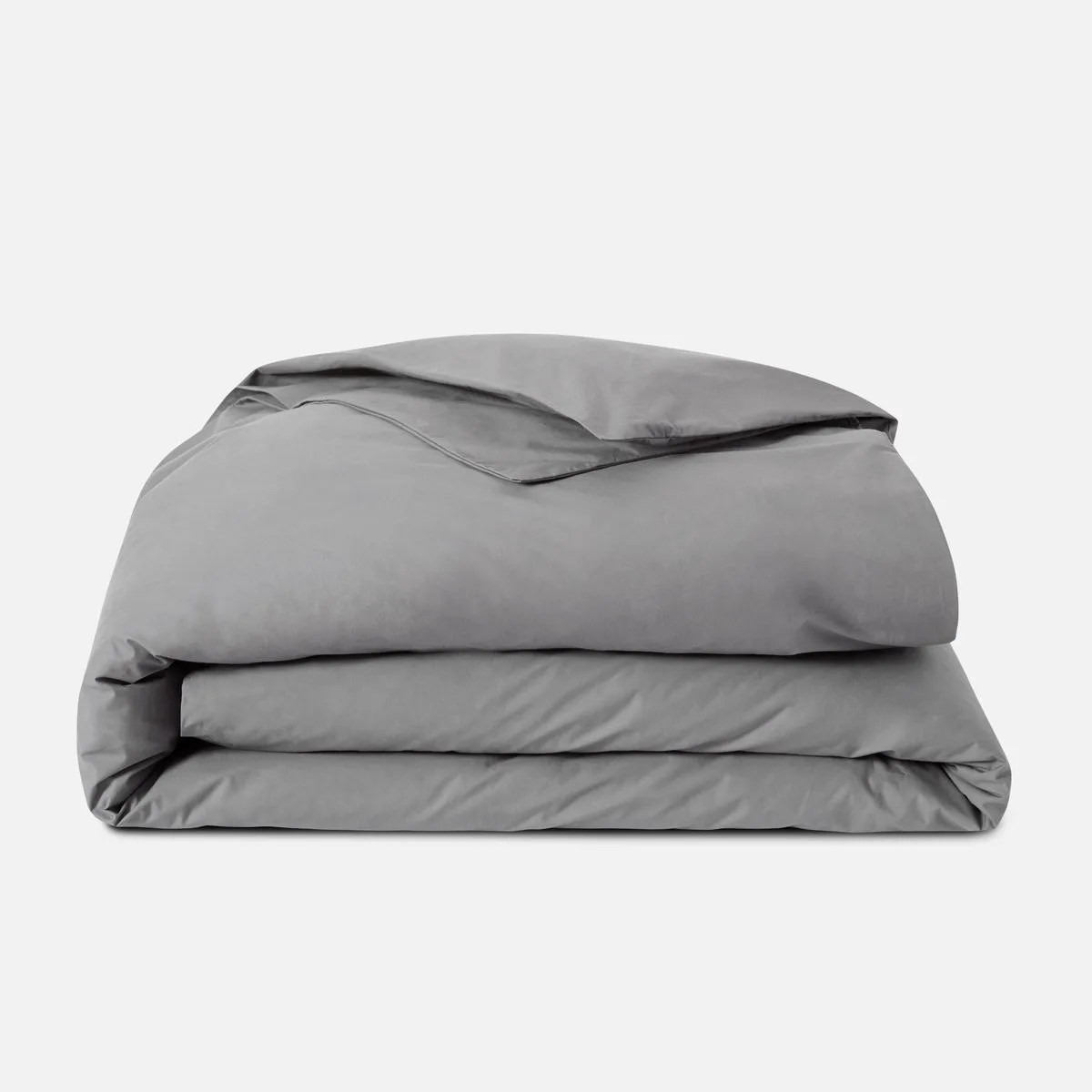 A gray duvet cover on a gray background.