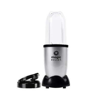 A gray and black blender set on a white background.