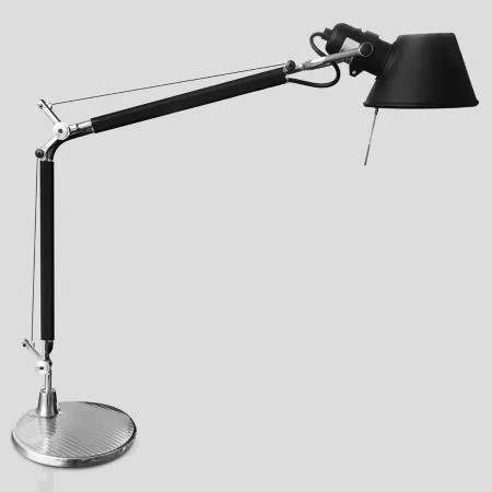 Black and stainless steel table lamp