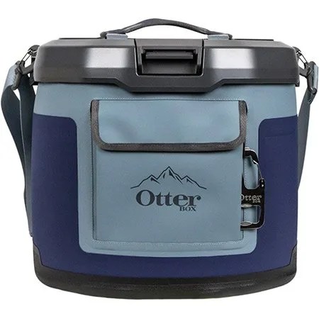 Blue soft cooler with hard top