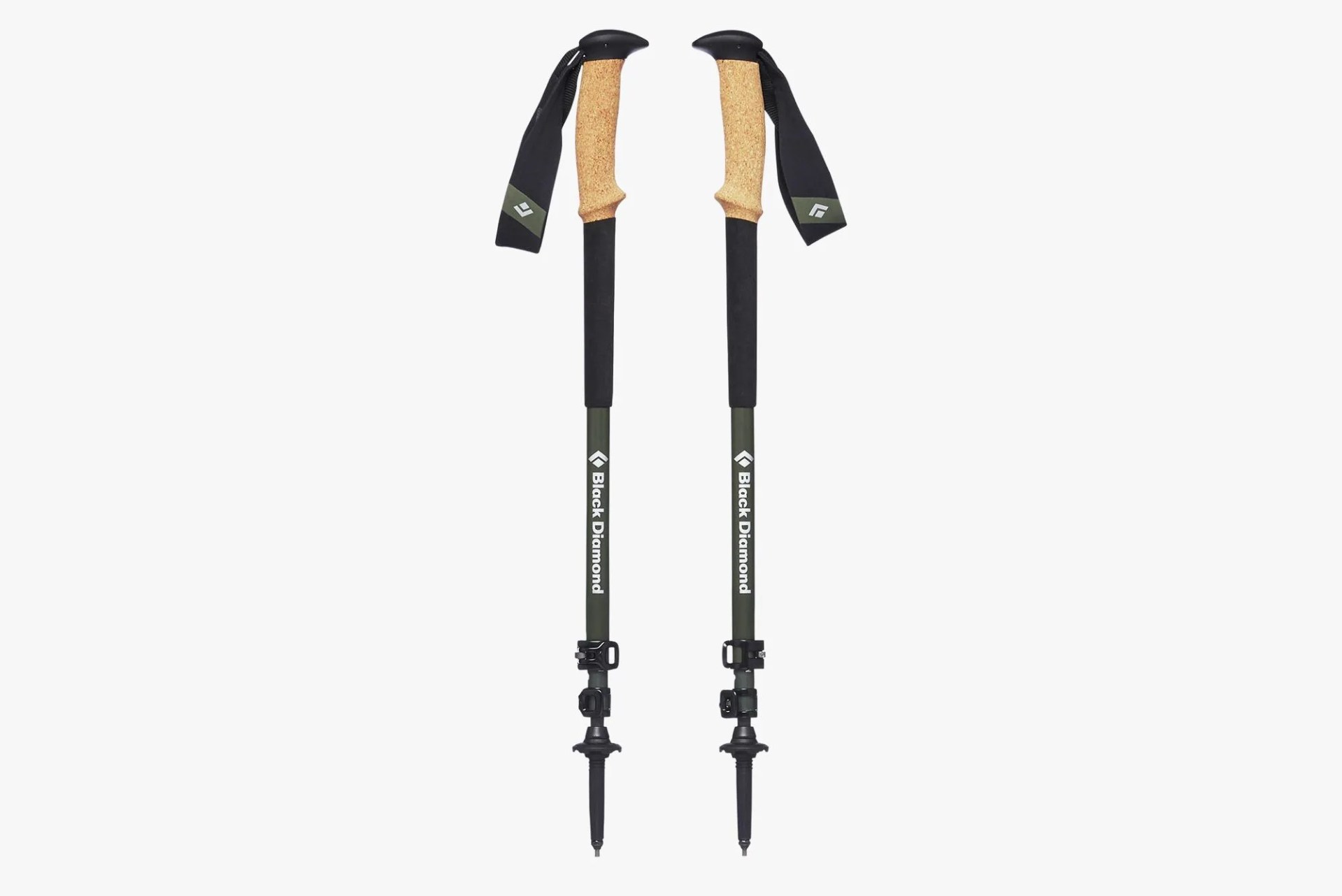 two trekking poles with cork handles