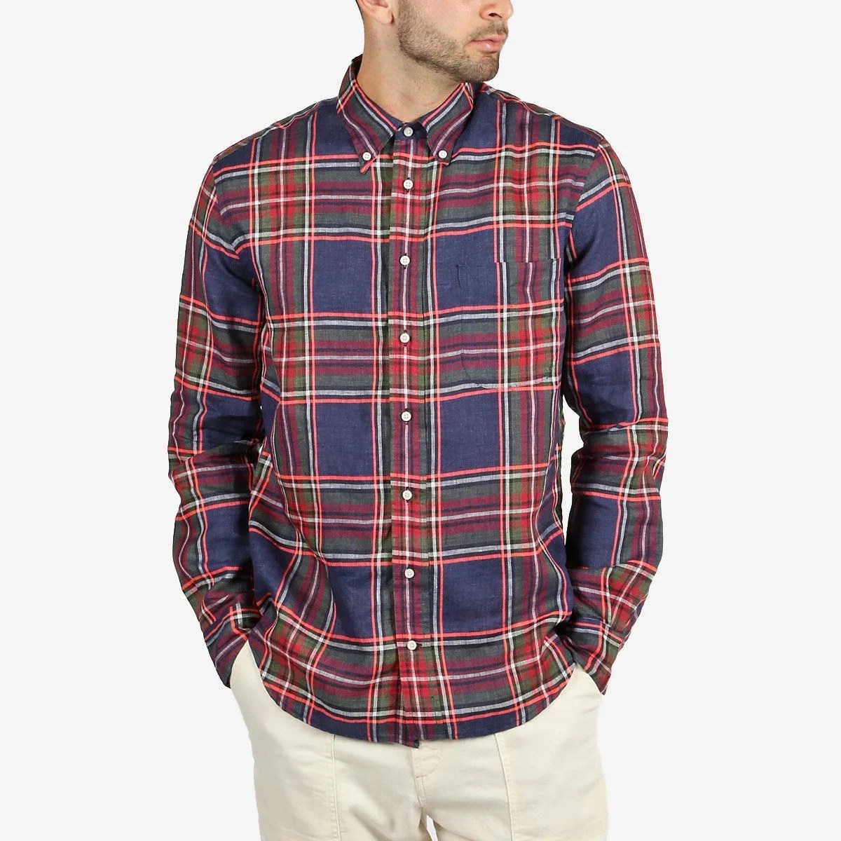 plaid shirt on model