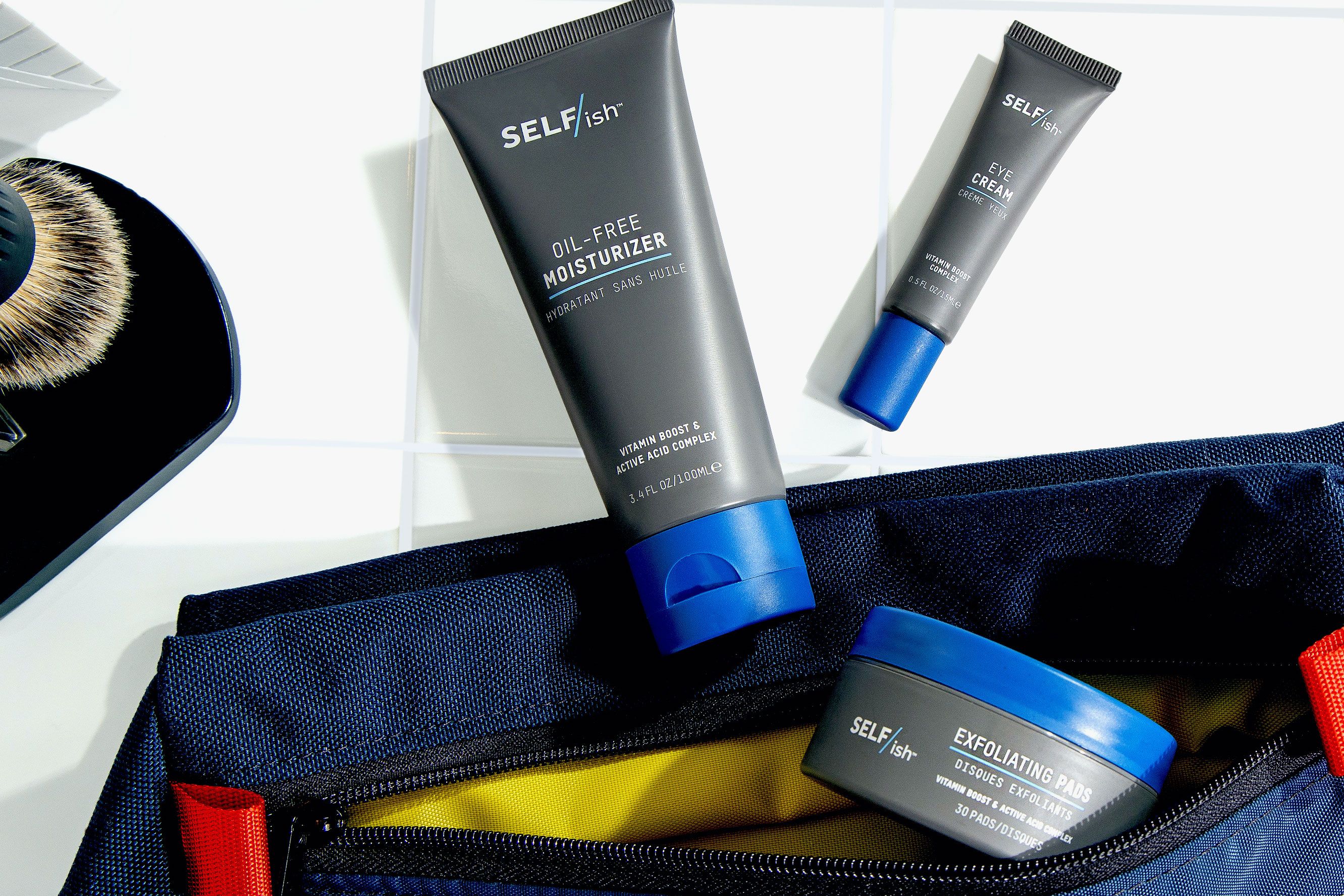 skincare products coming out of a dop kit