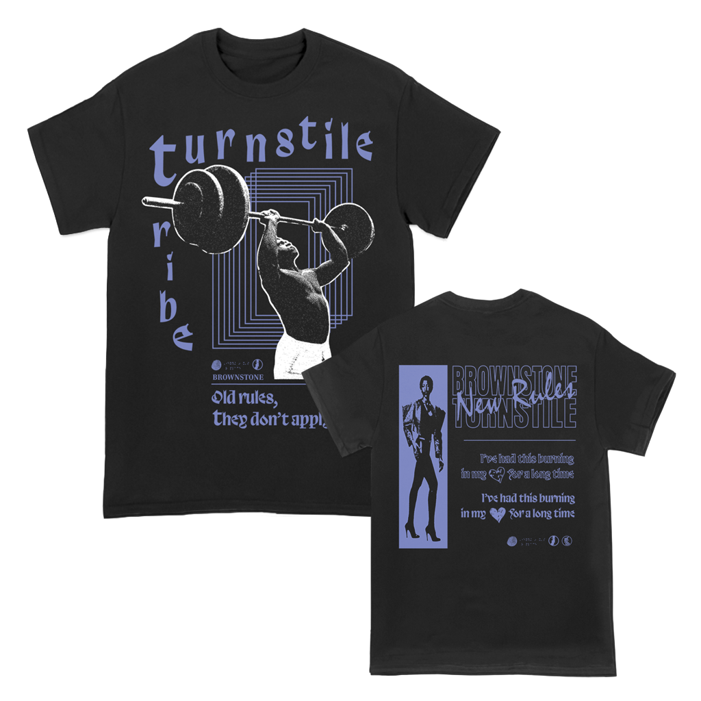 black graphic tee