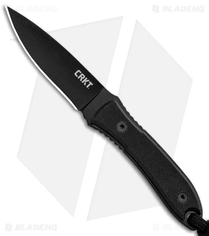A black fixed blade knife
