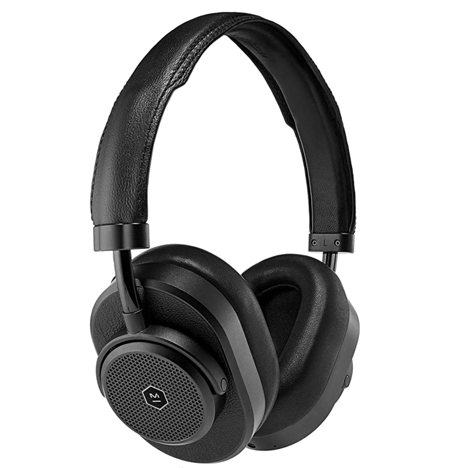 A pair of black wireless headphones