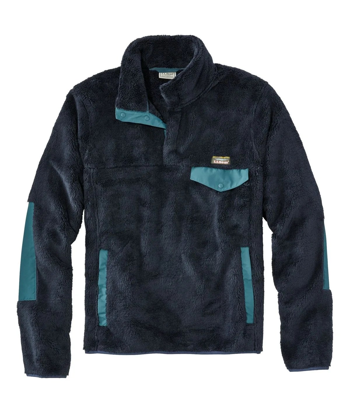 A blue fleece pullover