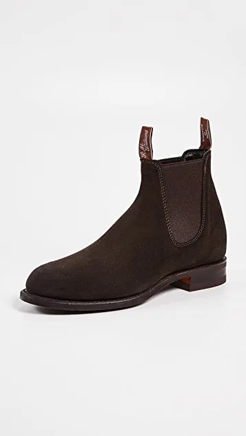 Brown suede pull-on boot
