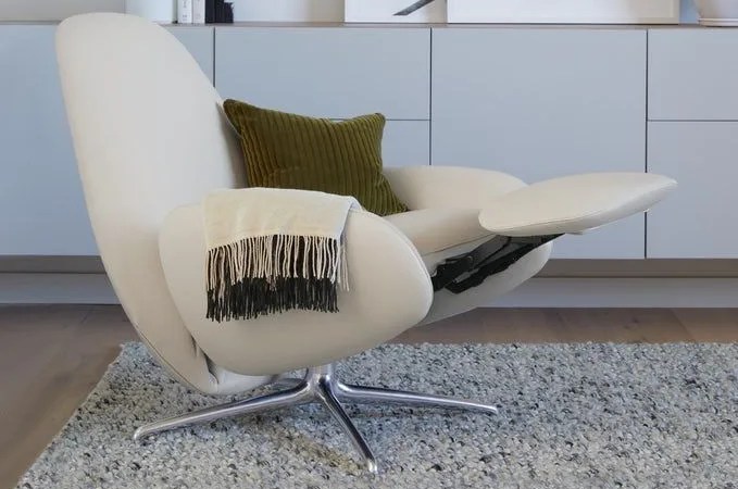 white recliner with foot rest up