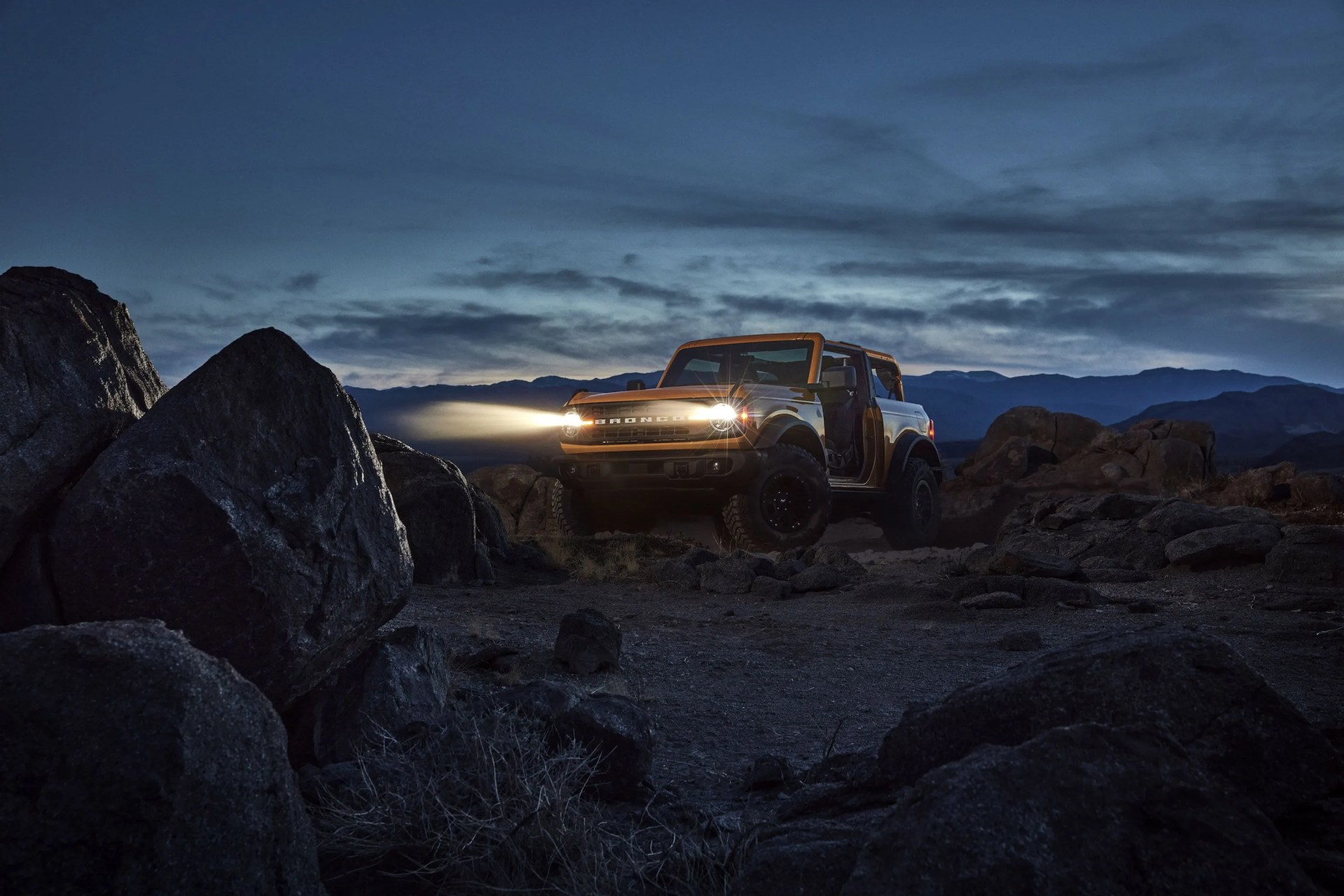 pre production 2021 two door bronco black diamond series in cyber orange metallic tri coat with sasquatch&trade; off road package