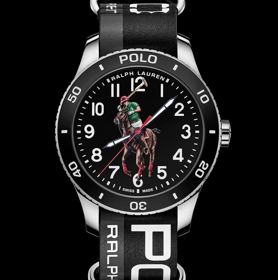 dive style watch with polo logo on dial