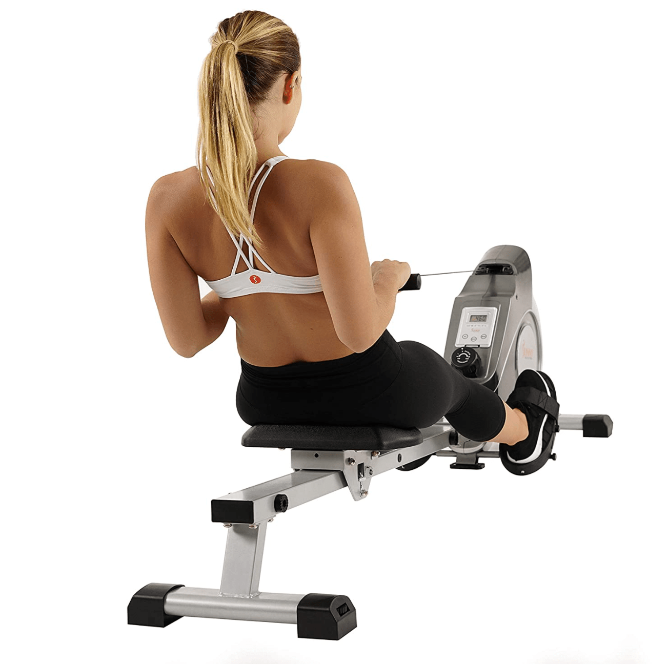 woman on rowing machine