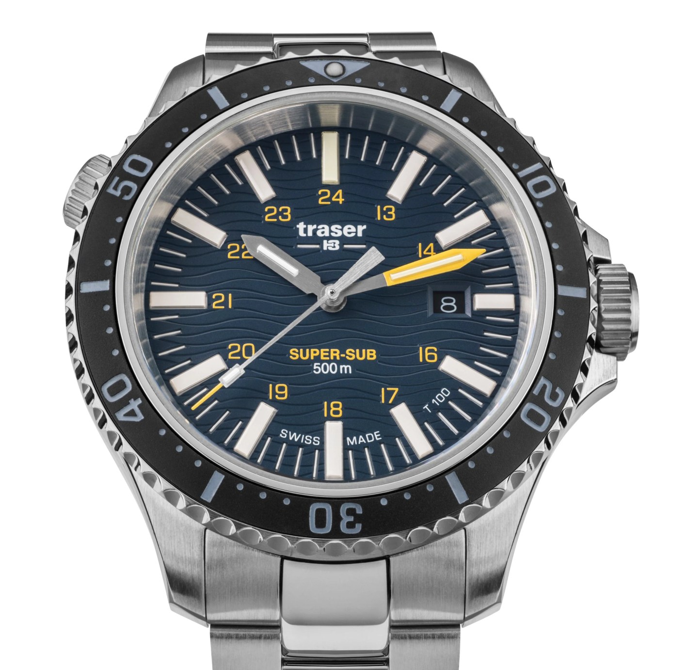 steel dive watch on bracelet