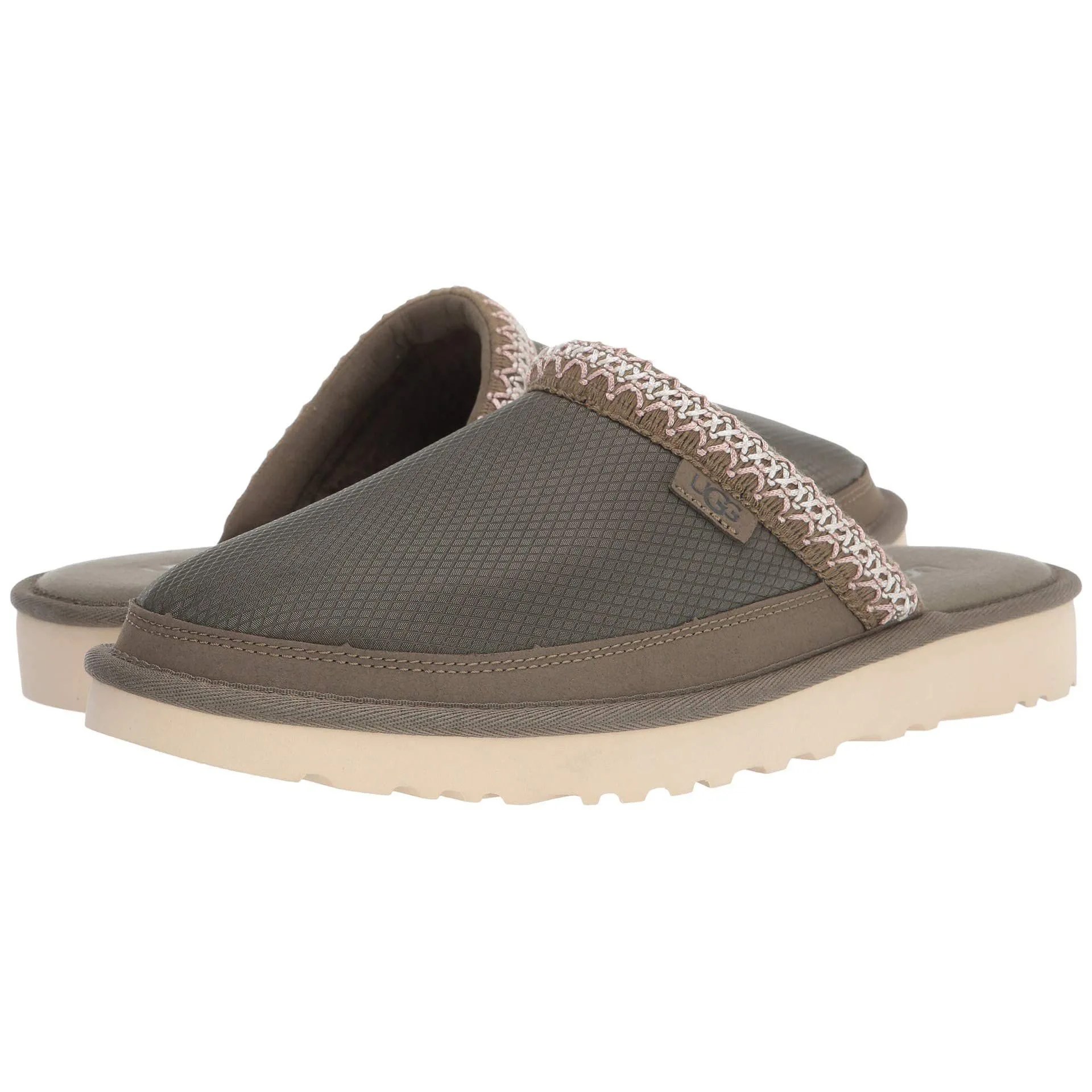 green and grey slippers