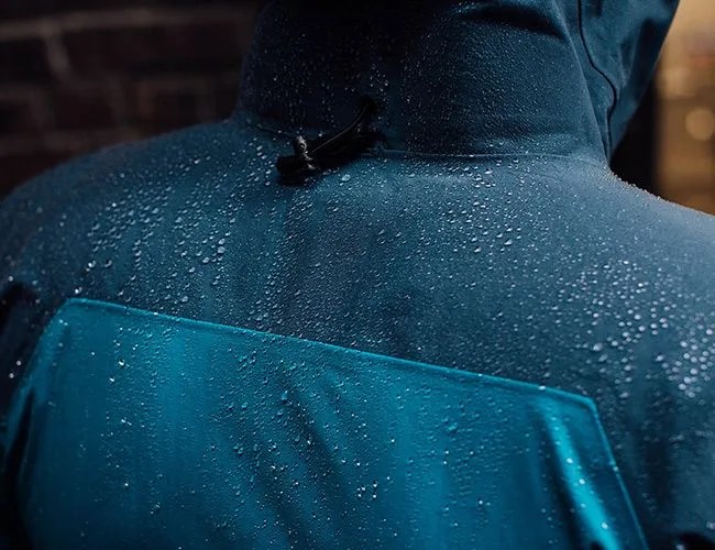 a close up of a rain jacket