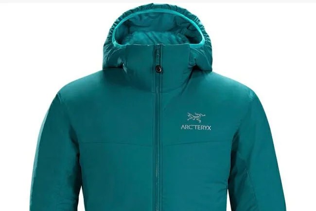 a teal zippered and hooded puffy jacket