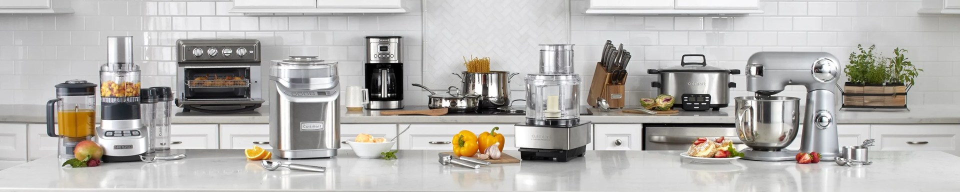 a bunch of cuisinart appliances in a kitchen
