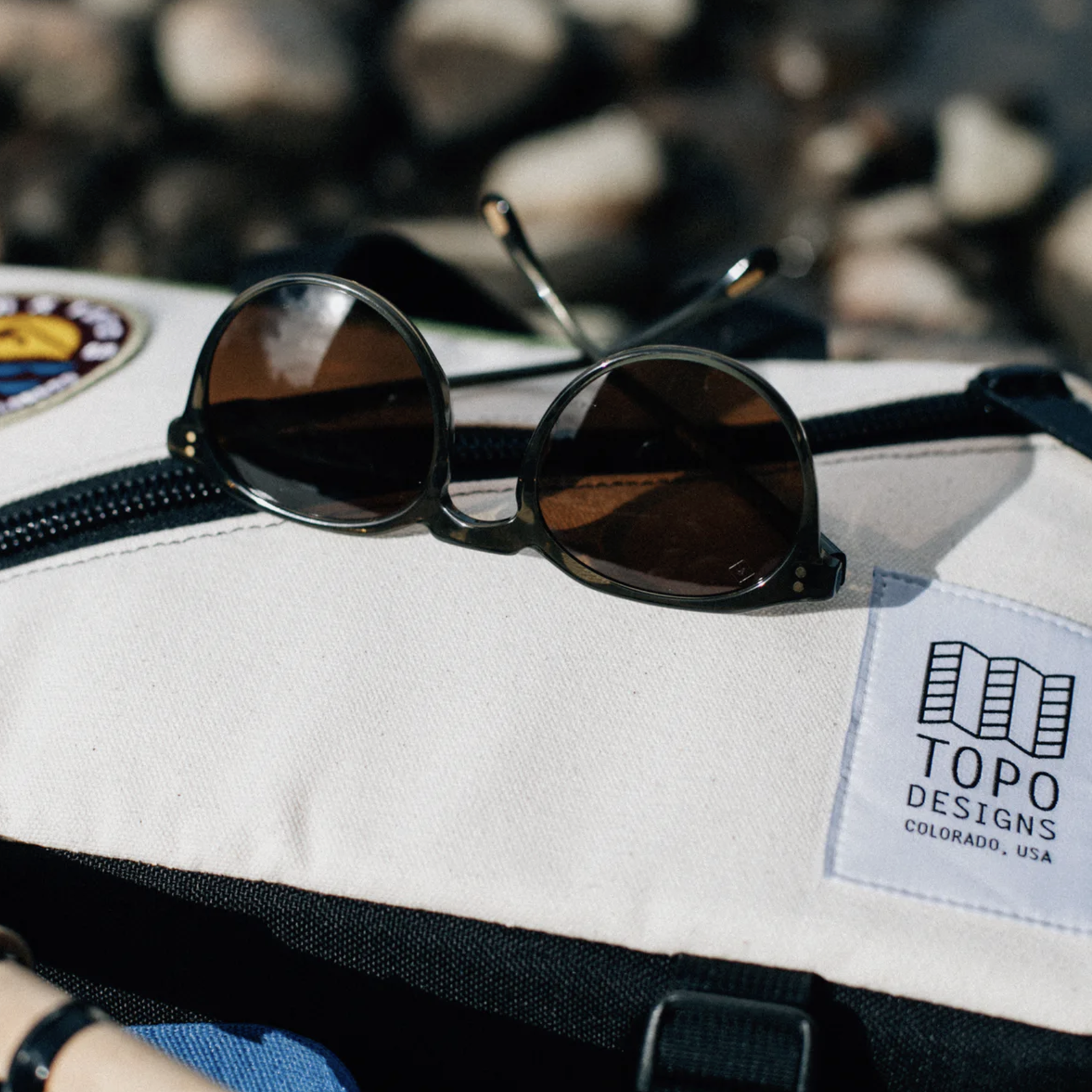 sunglasses on a bag