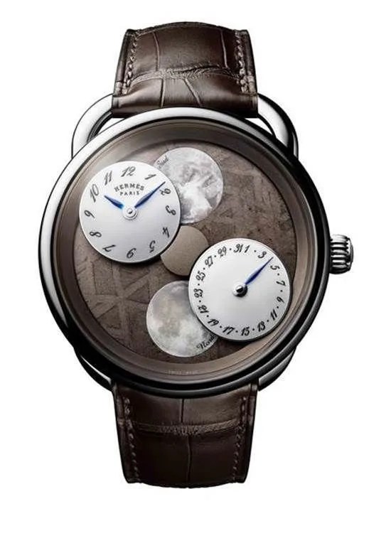 hermes arceau l&rsquo;heure de la lune featuring new york meteorite