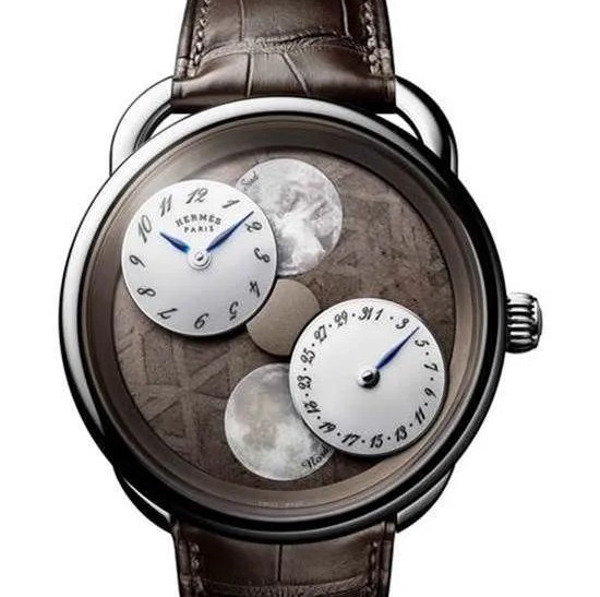 hermes arceau l&rsquo;heure de la lune featuring new york meteorite