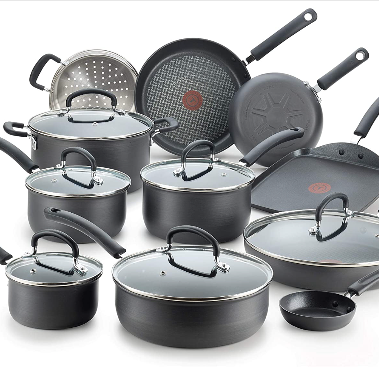 t fal ultimate hard anodized nonstick 17 piece cookware set