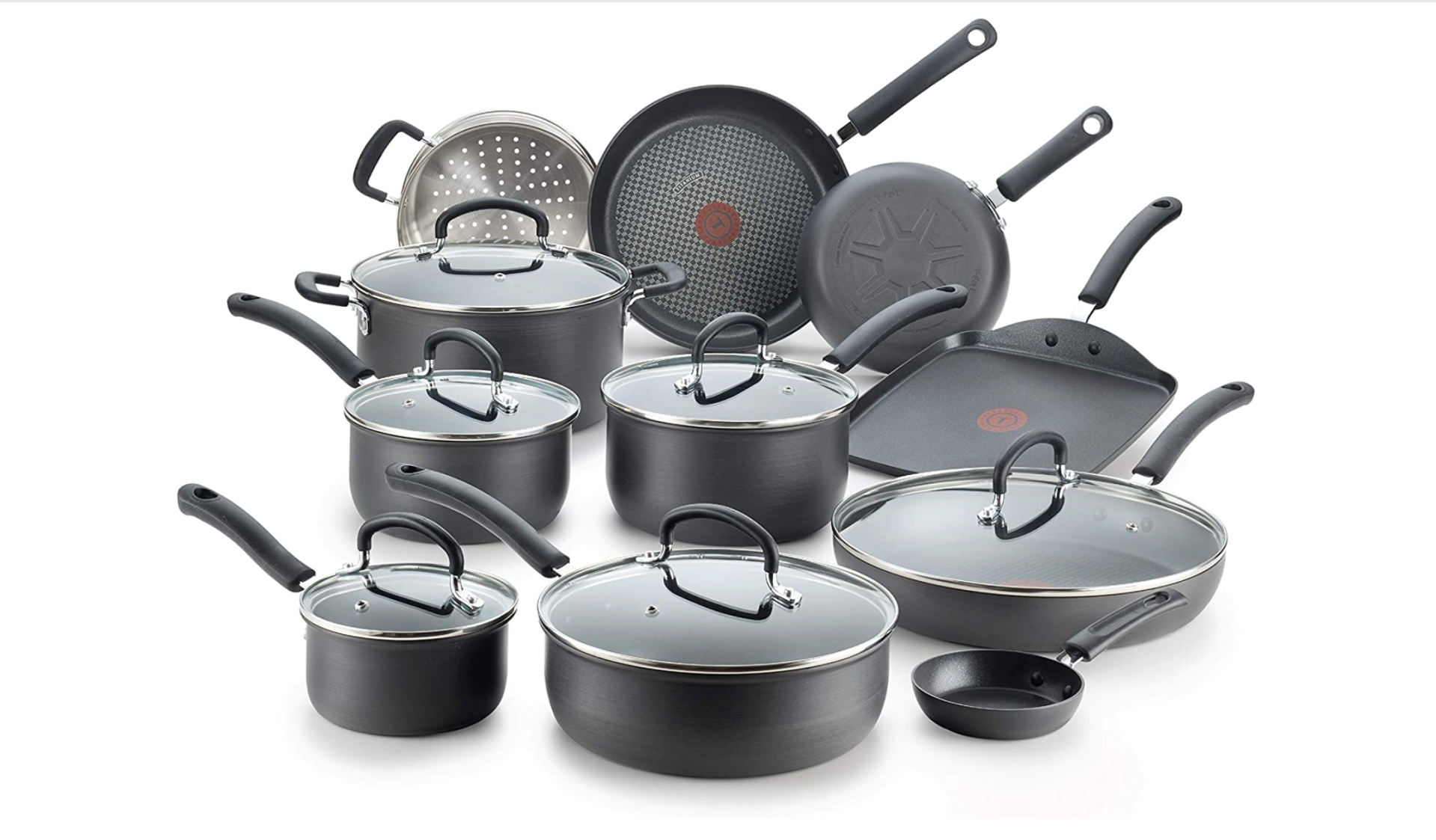t fal ultimate hard anodized nonstick 17 piece cookware set