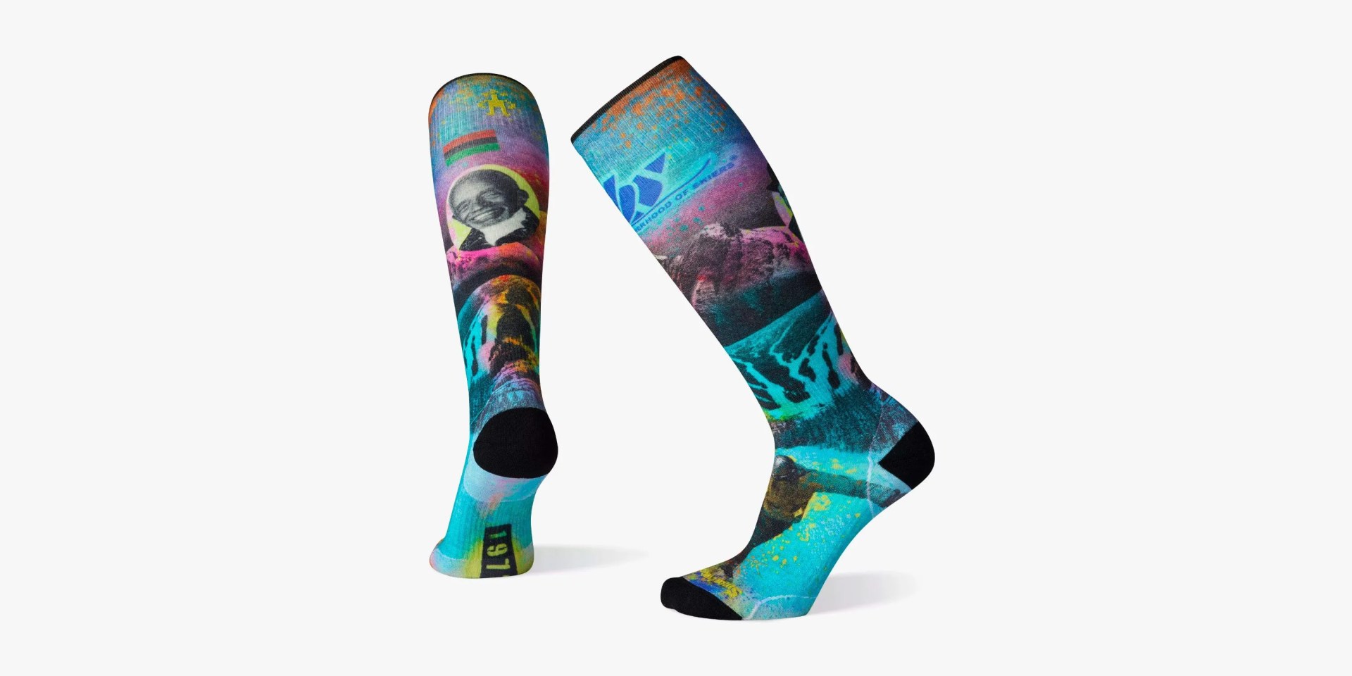 a colorful ski sock