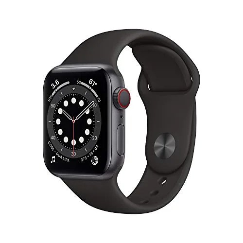 new apple watch series 6 gps  cellular, 40mm  space gray aluminum case with black sport band