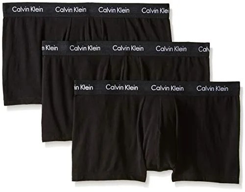 calvin klein men's cotton stretch multipack low rise trunks, black, medium