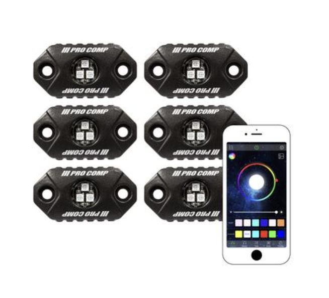 pro comp rgb 6 led 9w rock light kit