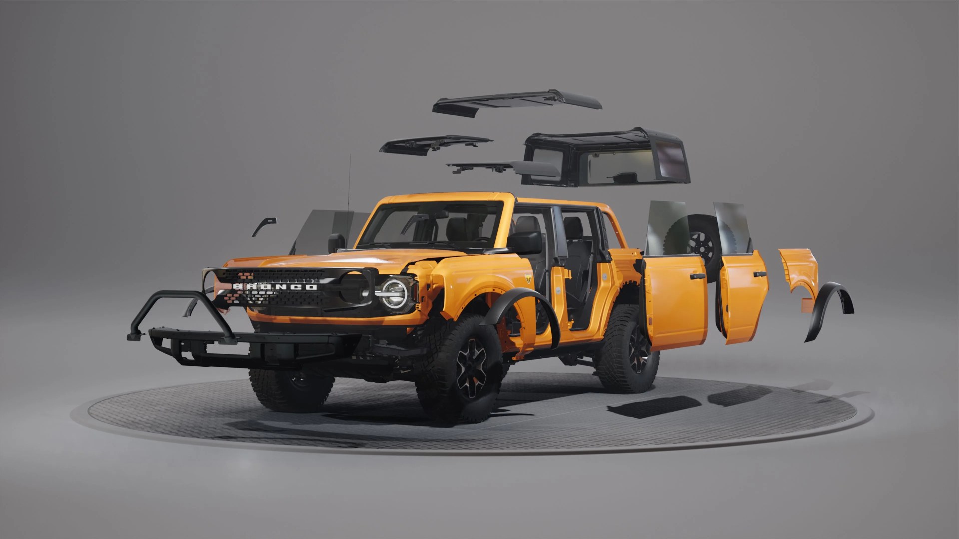 exclusive bronco® two and four door modular platform allows owners to easily create the 4x4 of their dreams, whether it’s a simple grille change and new fender flares or building out a full custom machine