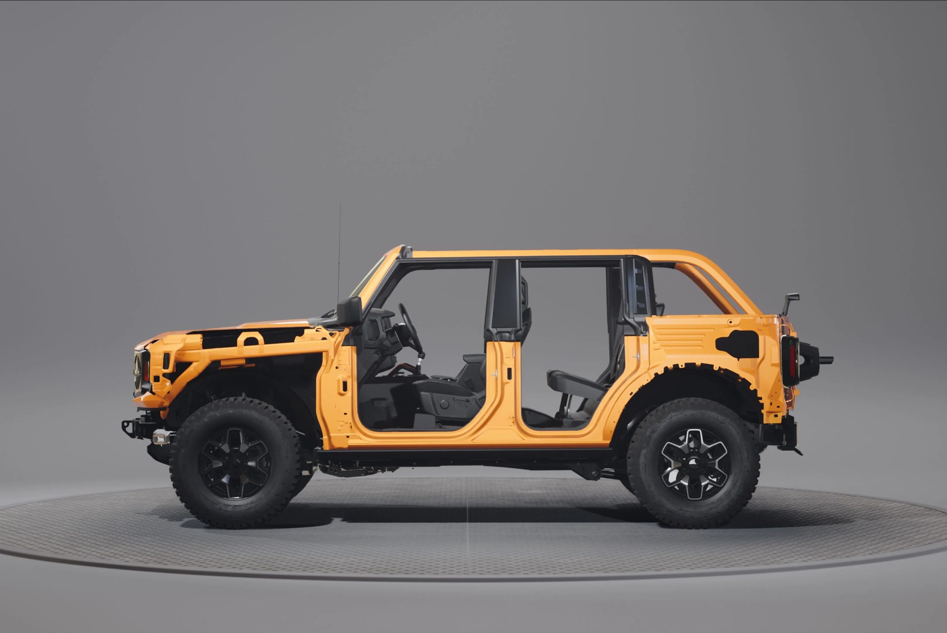 exclusive bronco&reg; two  and four door modular platform allows owners to easily create the 4x4 of their dreams, whether it&rsquo;s a simple grille change and new fender flares or building out a full custom machine