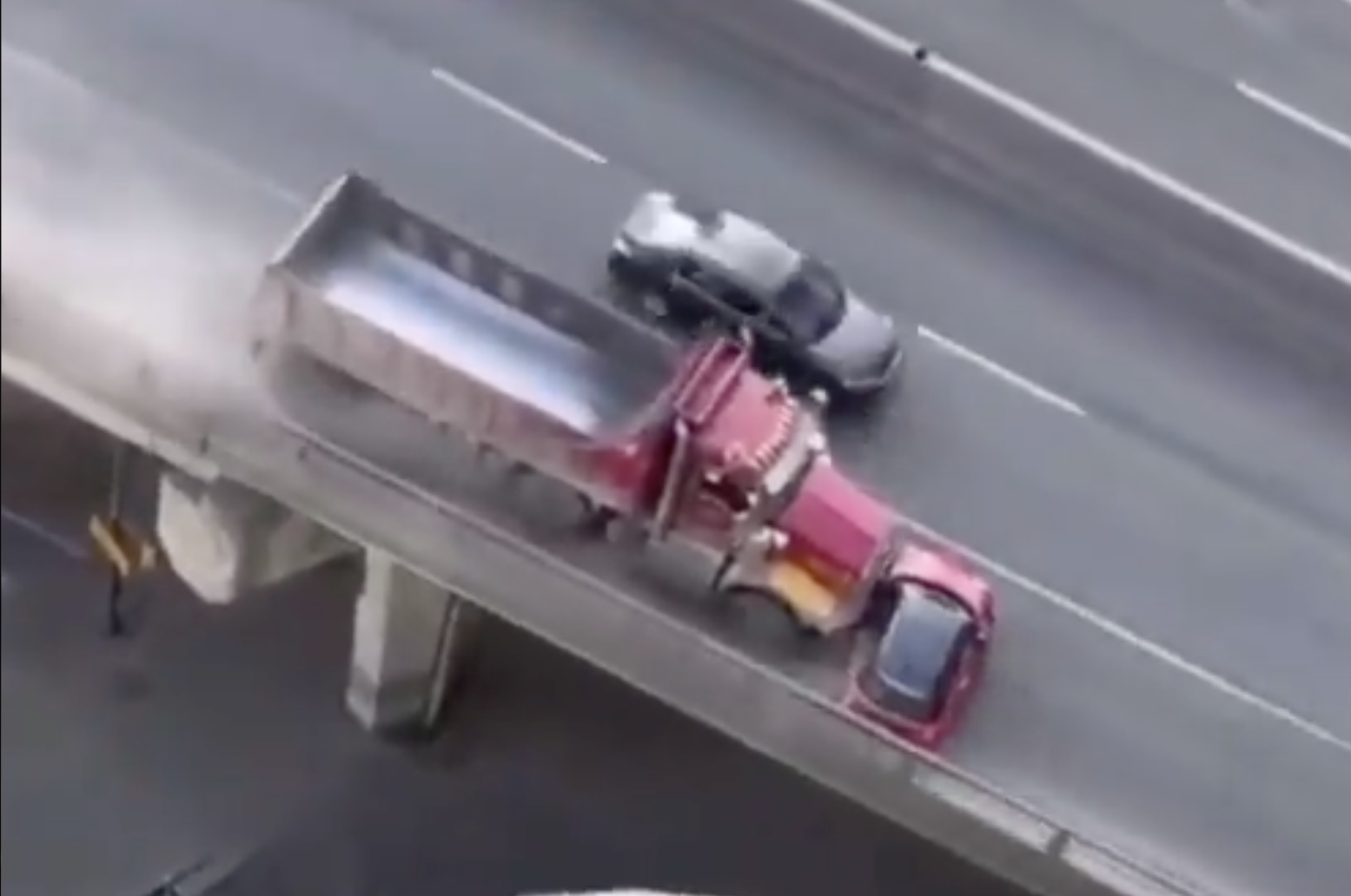 mini getting hit by truck