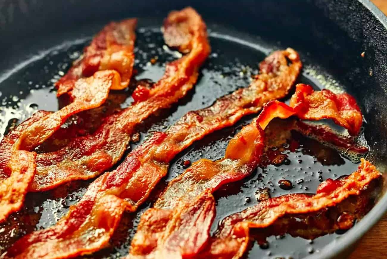 bacon in a cast iron skillet