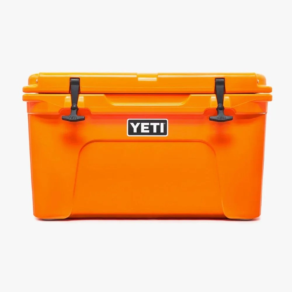 an orange yeti cooler