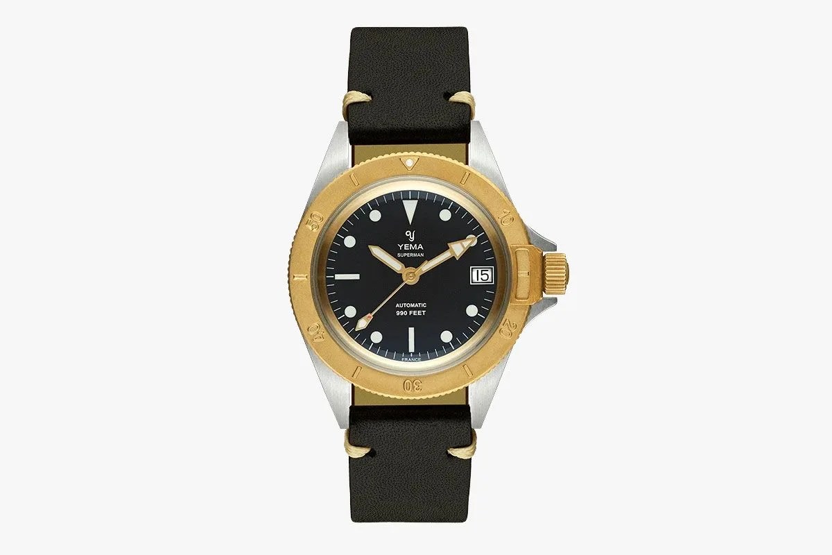 yema superman steel bronze two tone watch
