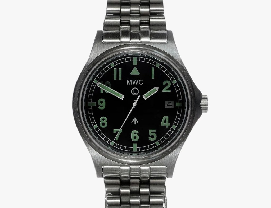 MWC G10 Swiss Quarzo FULL LUME PUSH Acciaio Data Tessuto Sabbia Nero Militare Orologio Uomo